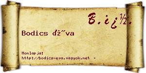 Bodics Éva névjegykártya